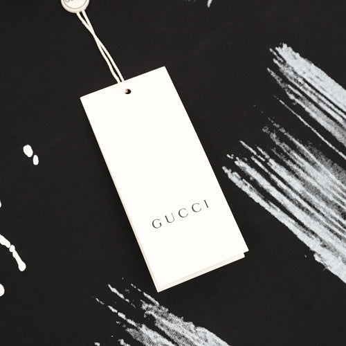 Gucci Ink-Brush Graffiti Lettering Cotton T-Shirt 2026