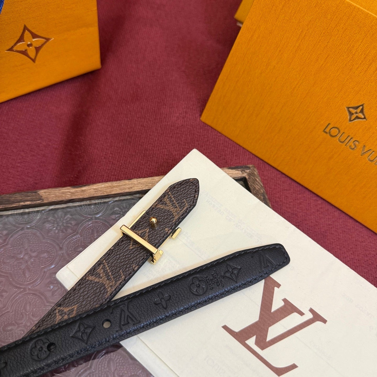 Louis Vuitton Monogram Belt – LV Initiales Gold Buckle | Women's Luxury