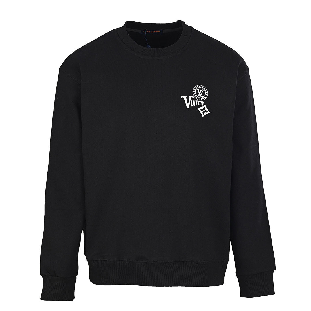 Louis Vuitton Paris Monogram Crest Print Crewneck Sweatshirt – Black