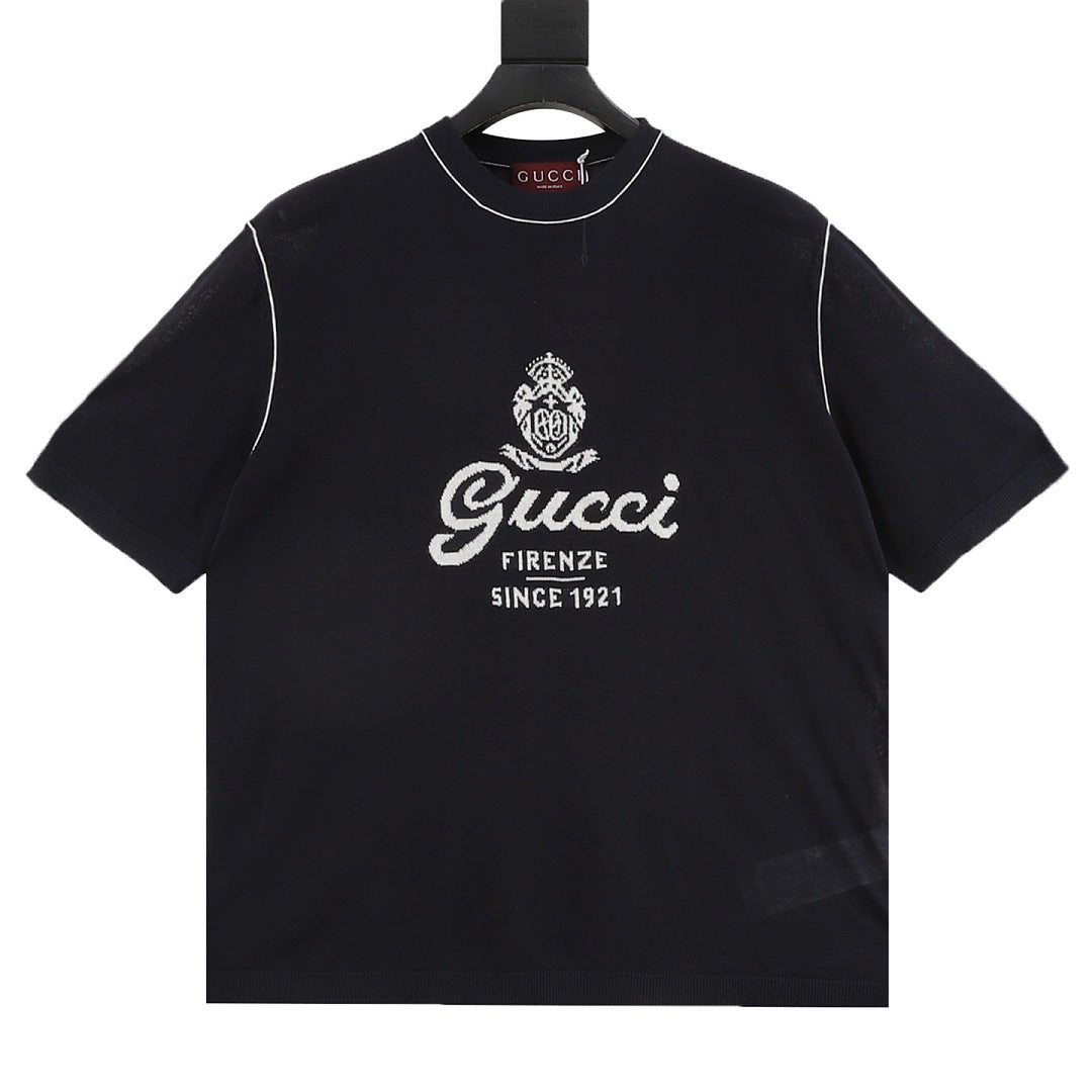 Gucci Letter Intarsia-Knit Ice Silk Linen T-Shirt 2026