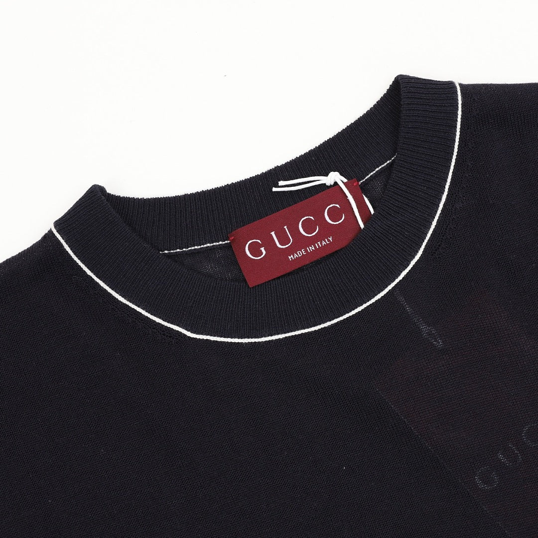 Gucci Letter Intarsia-Knit Ice Silk Linen T-Shirt 2026