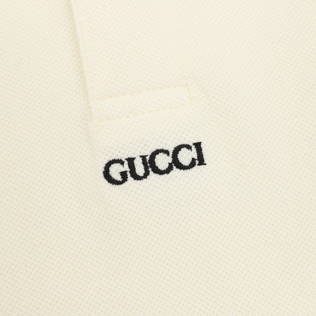 Gucci Minimalist Lettering Cotton Piqué Polo Shirt 2026