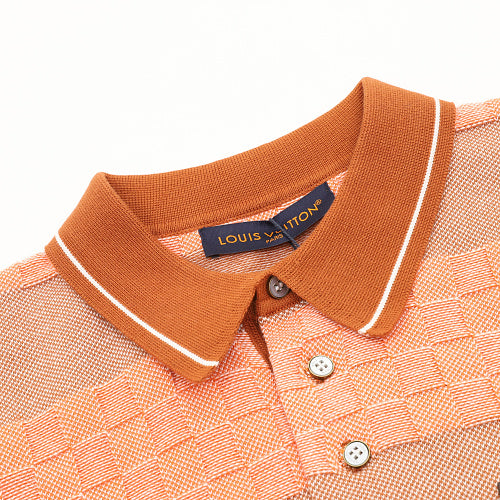 Louis Vuitton 26SS Damier Stripe Jacquard Knit Polo Shirt
