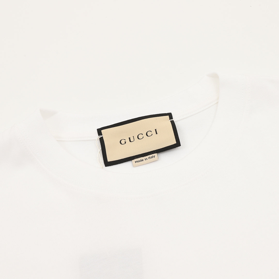 Gucci Blue & Red Stripe Interlocking Logo Print Cotton T-Shirt 2026