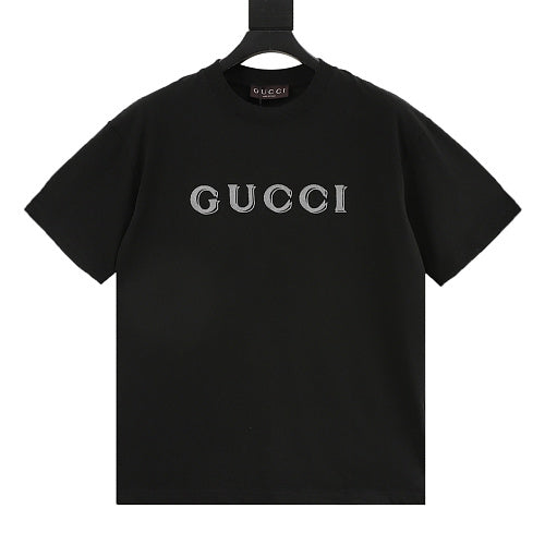 Gucci Double-Image Letter Embroidery Cotton T-Shirt 2026
