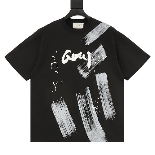 Gucci Ink-Brush Graffiti Lettering Cotton T-Shirt 2026