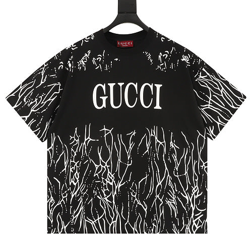 Gucci All-Over Digital Print Twig Motif Cotton T-Shirt 2026