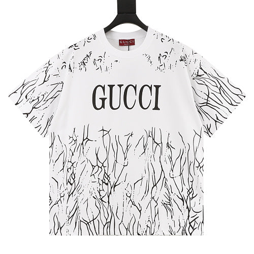 Gucci All-Over Digital Print Twig Motif Cotton T-Shirt 2026