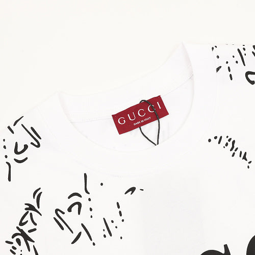 Gucci All-Over Digital Print Twig Motif Cotton T-Shirt 2026
