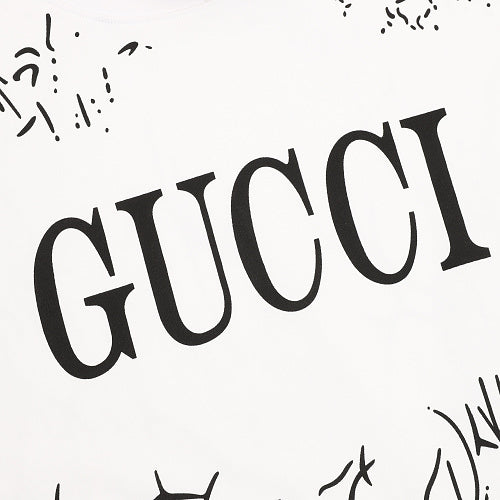 Gucci All-Over Digital Print Twig Motif Cotton T-Shirt 2026
