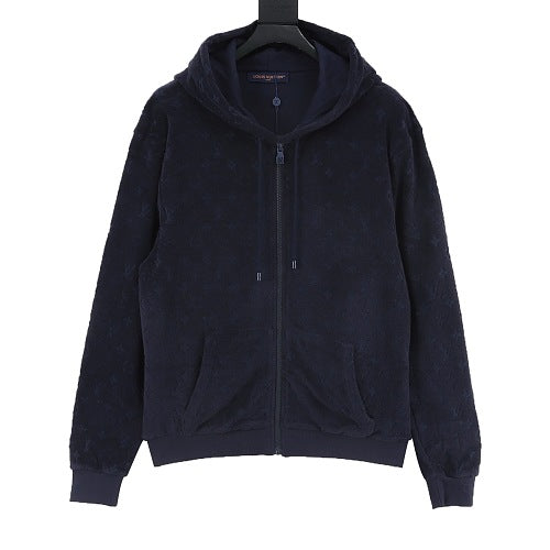 Louis Vuitton Terry Velvet All-Over Print Zip Hooded Jacket