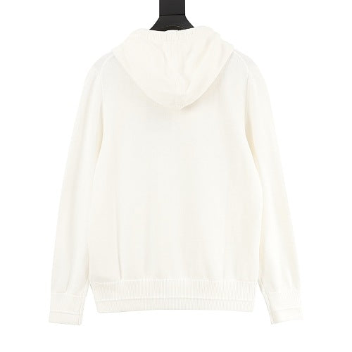 Louis Vuitton Leather Logo-Patch Knit Hooded Sweater
