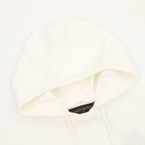 Louis Vuitton Leather Logo-Patch Knit Hooded Sweater