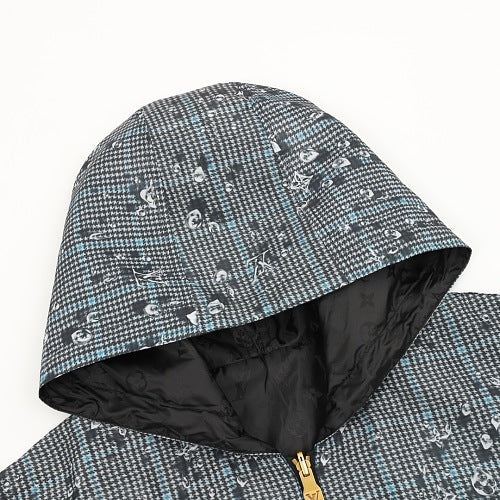 Louis Vuitton FW25 Reversible Crystal-Embellished Houndstooth Hooded Jacket