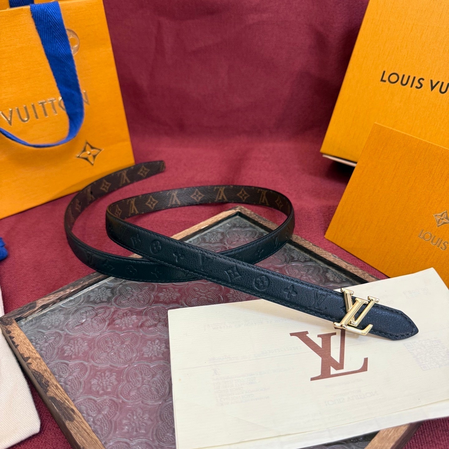 Louis Vuitton Monogram Belt – LV Initiales Gold Buckle | Women's Luxury