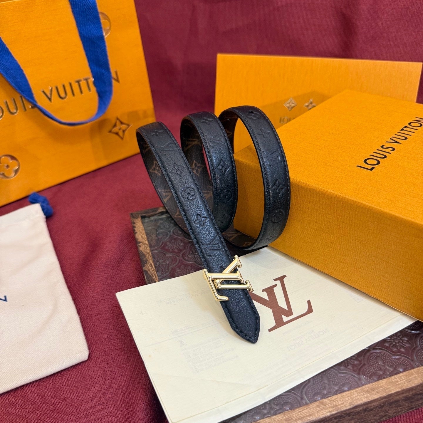 Louis Vuitton Monogram Belt – LV Initiales Gold Buckle | Women's Luxury