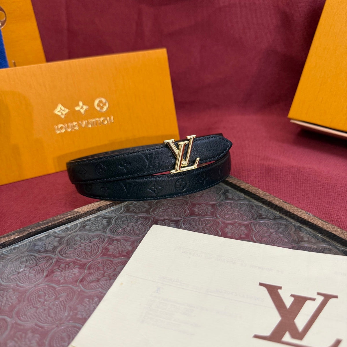 Louis Vuitton Monogram Belt – LV Initiales Gold Buckle | Women's Luxury