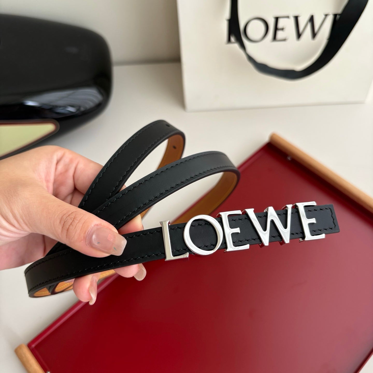 Loewe Women's Leather Belt – Iconic Anagram Buckle | Spanish Luxury